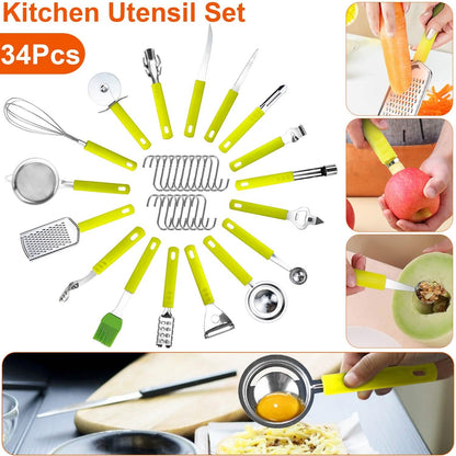 34-Pieces Set: Stainless Steel Kitchen Gadget Tools Set DailySale