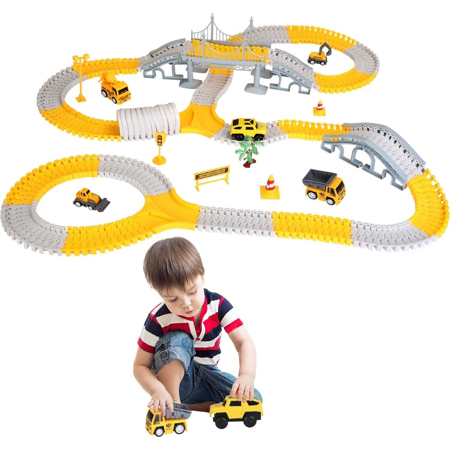 340-Piece: Construction Race Track Toy Set DailySale