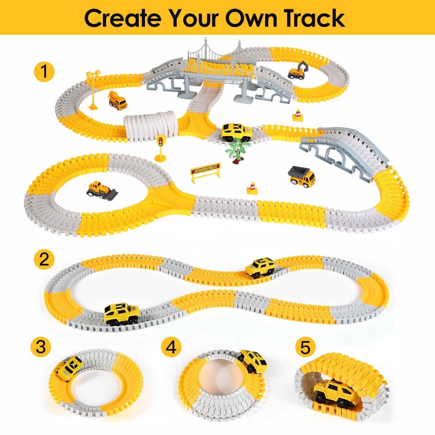 340-Piece: Construction Race Track Toy Set DailySale
