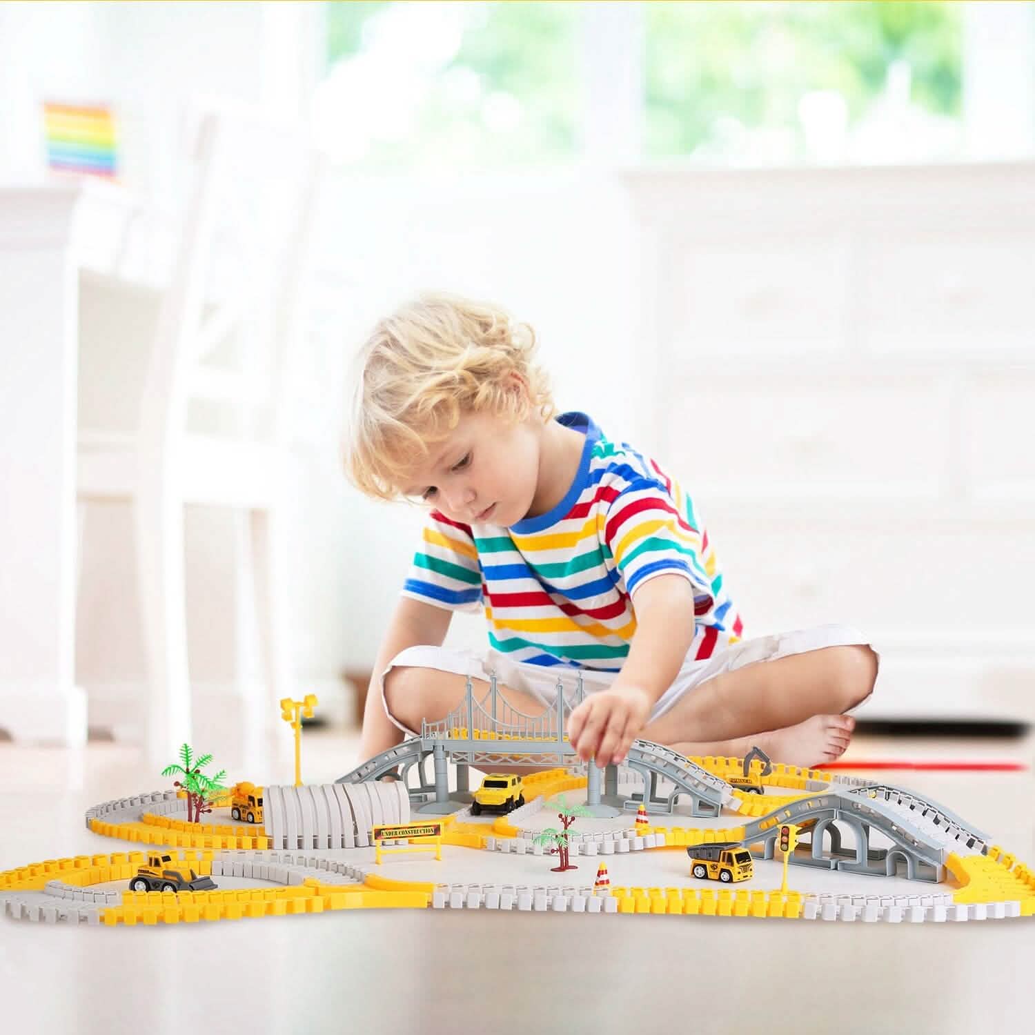 340-Piece: Construction Race Track Toy Set DailySale