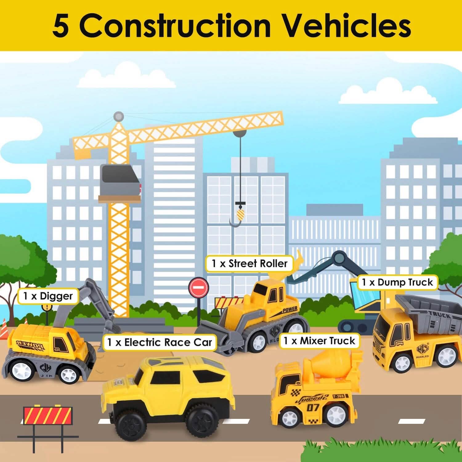 340-Piece: Construction Race Track Toy Set DailySale