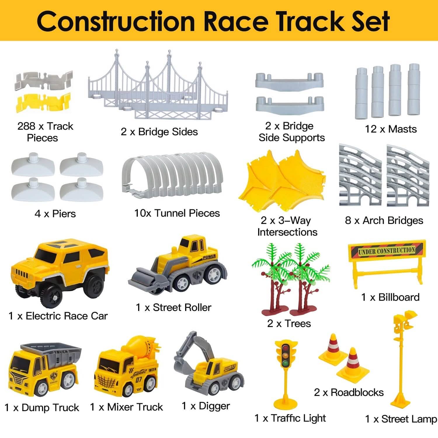 340-Piece: Construction Race Track Toy Set DailySale