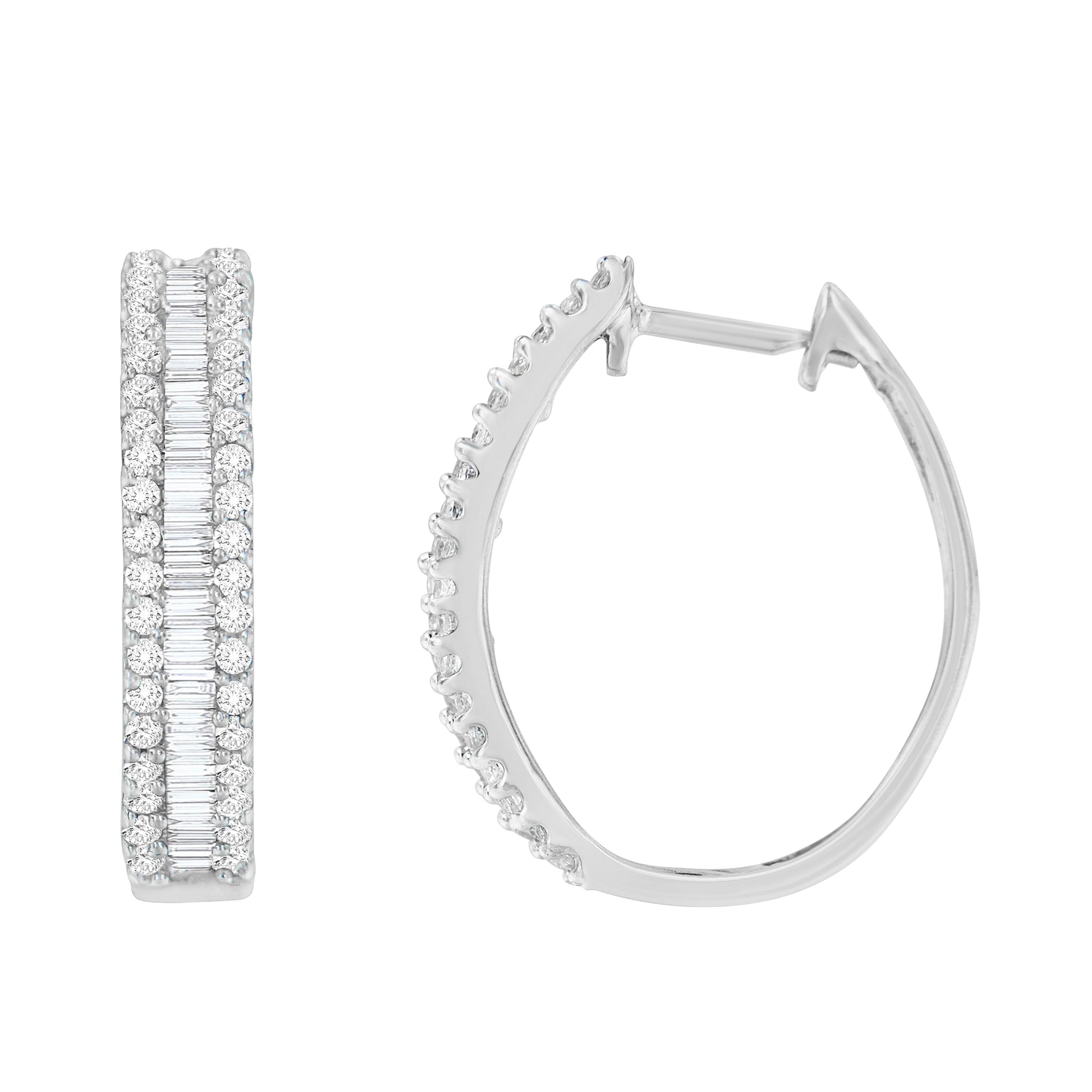 10K White Gold Diamond Hoop Earrings (3/4 cttw, I-J Color, I2-I3 Clarity) Bids.com