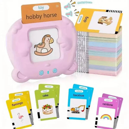 Flash Card Learning Toy – 112 Cards, 224 Words | USB Rechargeable Reading Toy for Kids (Pink/Blue) DailySale