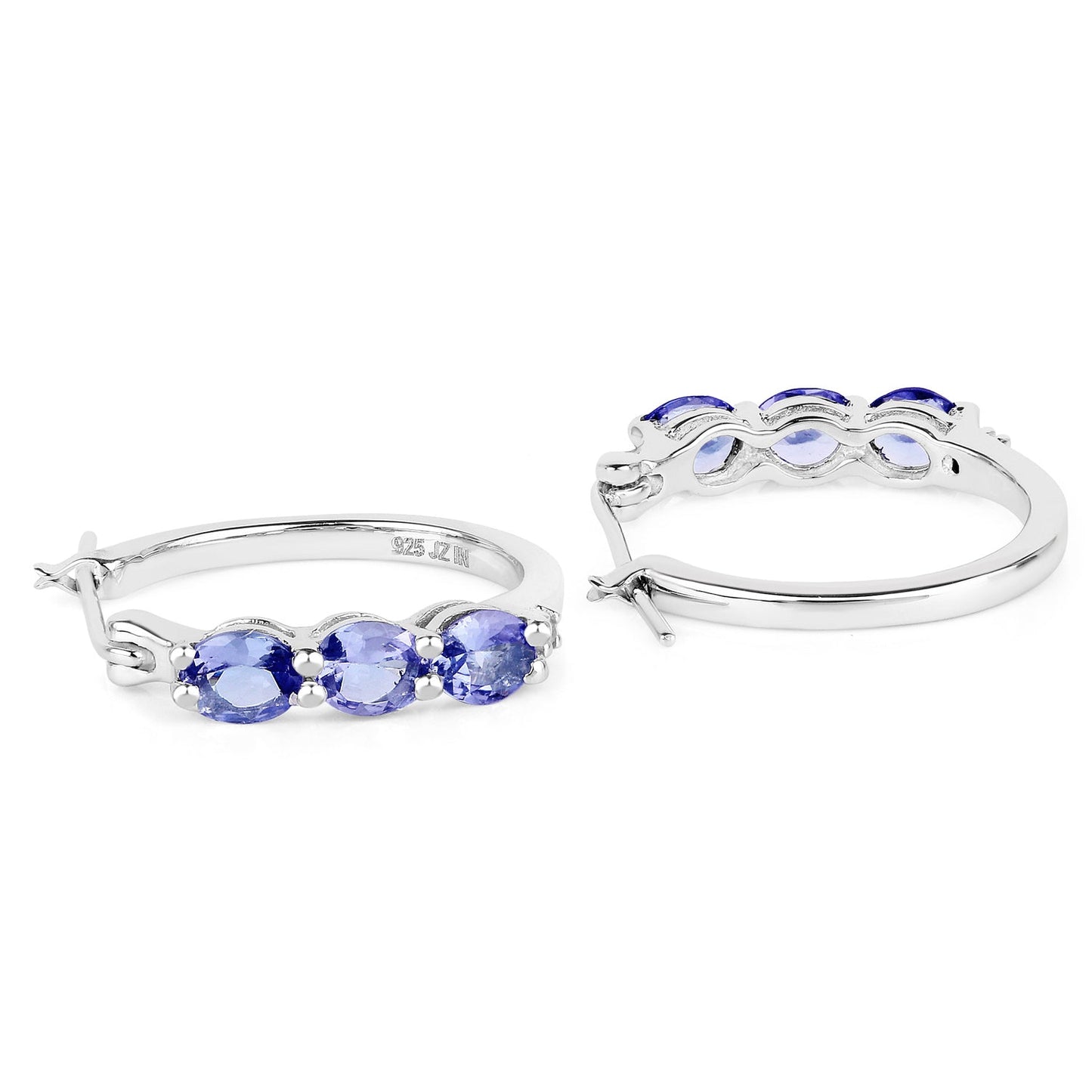 1.99 Carat Genuine Tanzanite and White Diamond .925 Sterling Silver Earrings Bids.com
