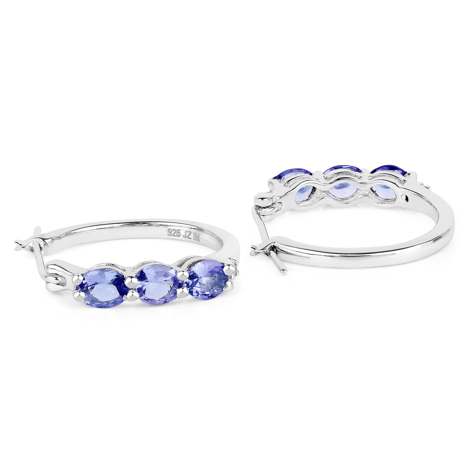 1.99 Carat Genuine Tanzanite and White Diamond .925 Sterling Silver Earrings Bids.com