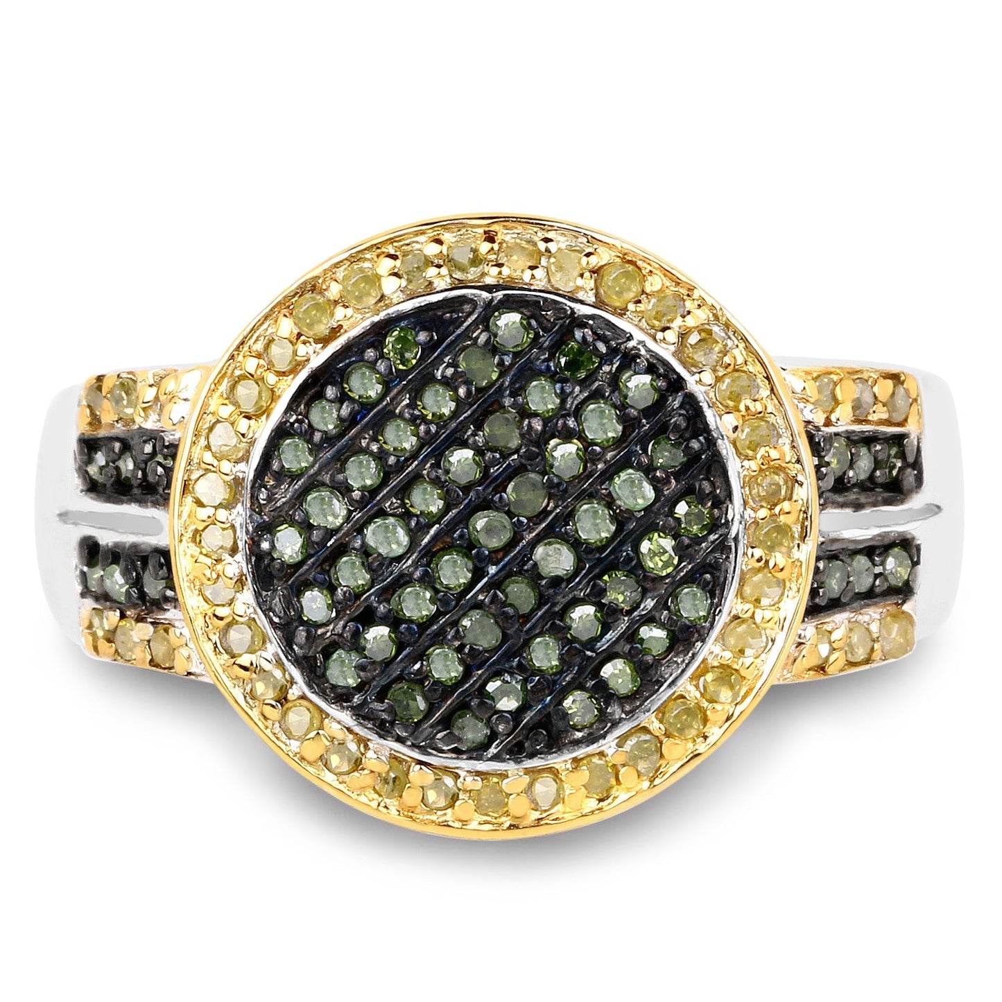 0.44 Carat Genuine Green Diamond and Yellow Diamond .925 Sterling Silver Ring Bids.com