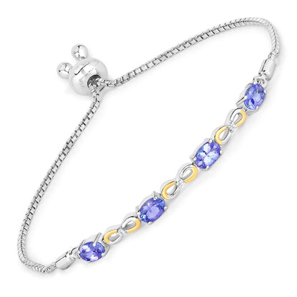 1.81 Carat Genuine Tanzanite and White Topaz .925 Sterling Silver Bracelet Bids.com