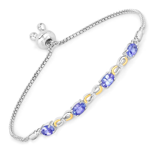 1.81 Carat Genuine Tanzanite and White Topaz .925 Sterling Silver Bracelet Bids.com