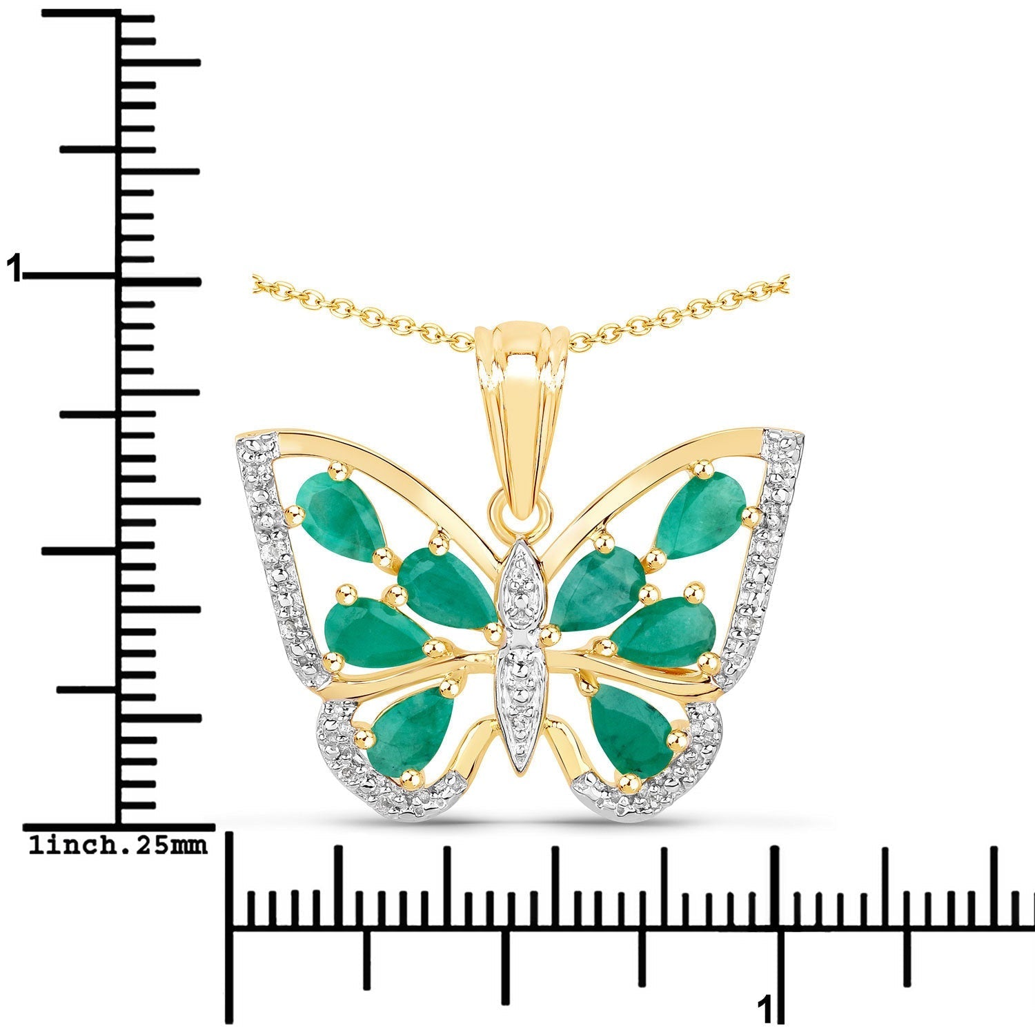 1.91 Carat Genuine Emerald and White Zircon .925 Sterling Silver Pendant Bids.com