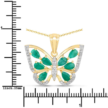 1.91 Carat Genuine Emerald and White Zircon .925 Sterling Silver Pendant Bids.com
