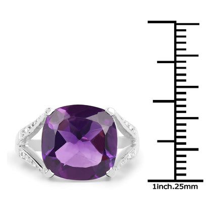 5.99 Carat Genuine Amethyst and White Topaz .925 Sterling Silver Ring Bids.com