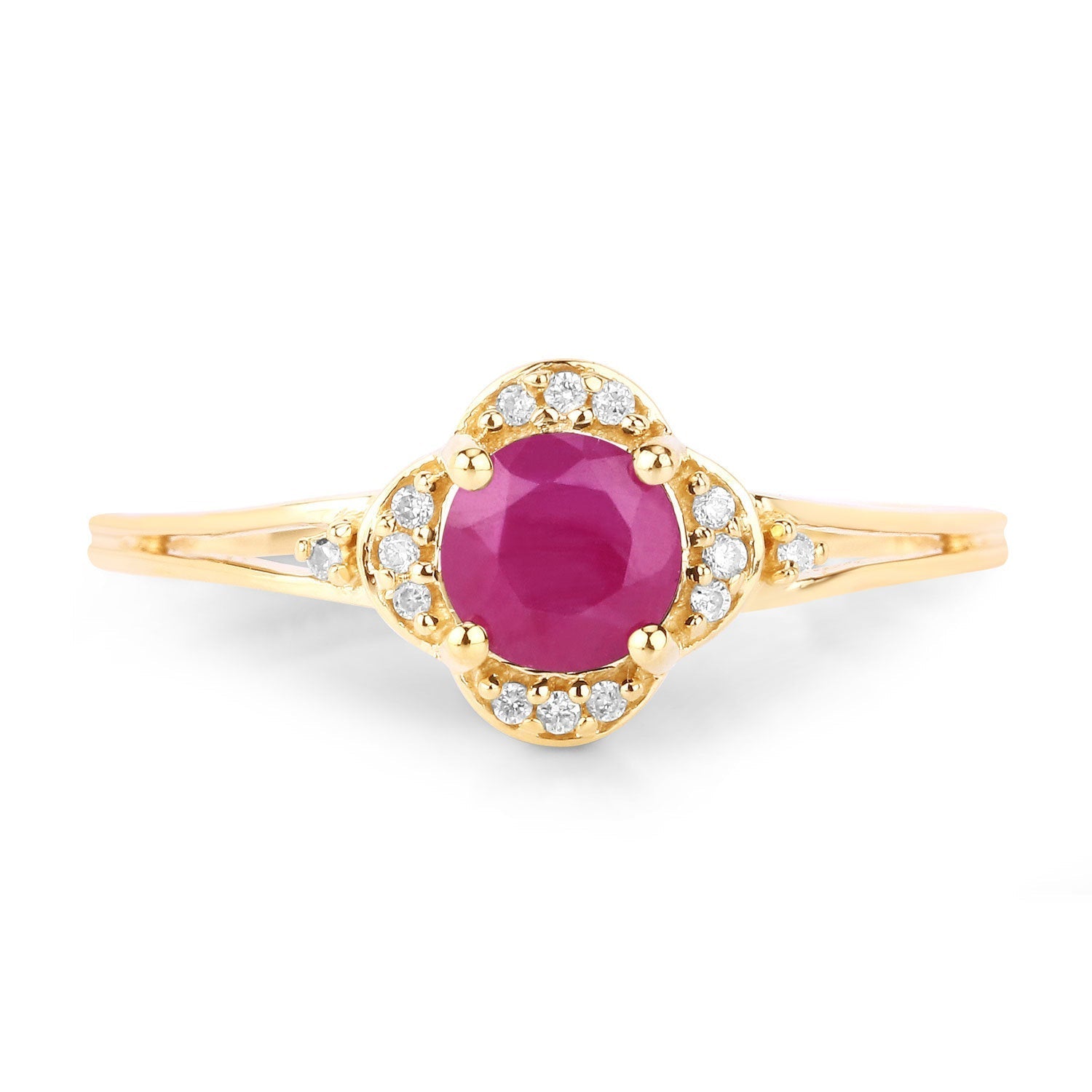 0.59 Carat Genuine Ruby and White Diamond 14K Yellow Gold Ring Bids.com