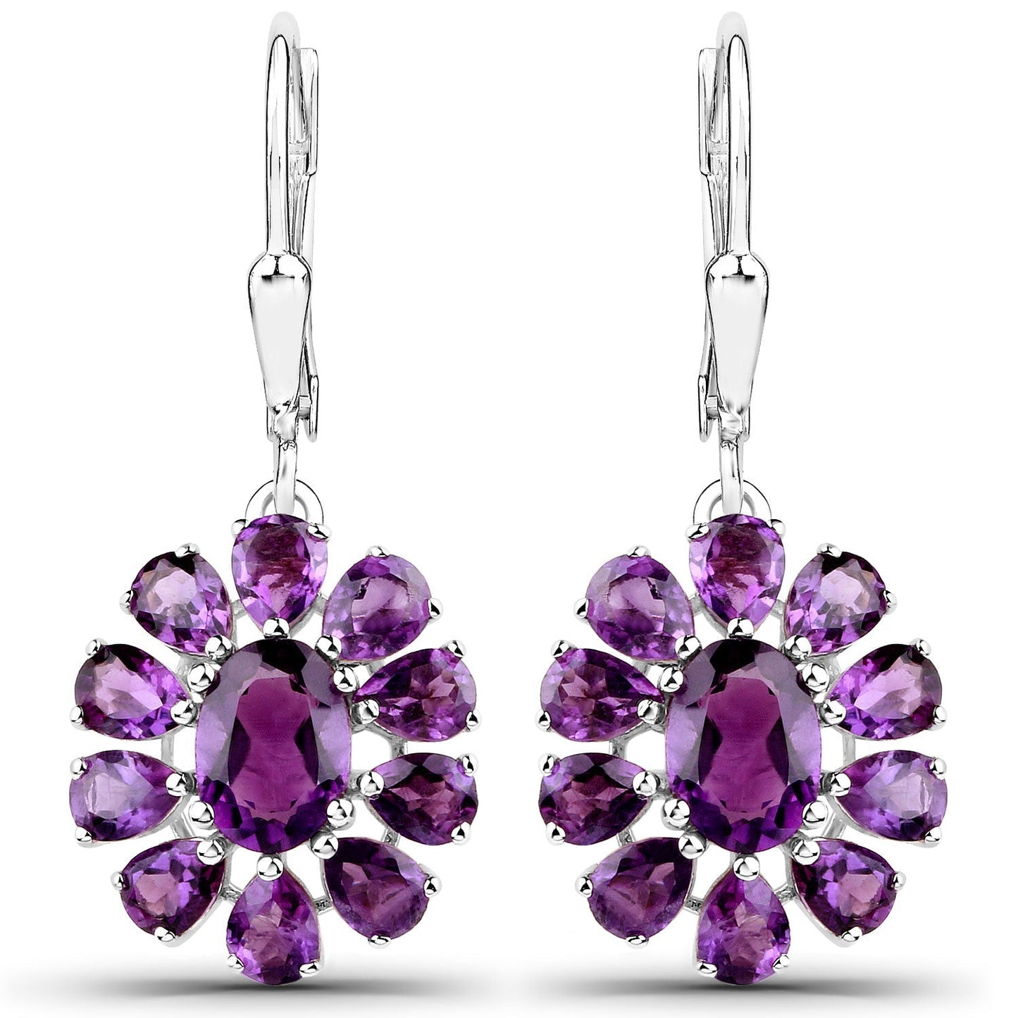 11.60 Carat Genuine Amethyst and White Topaz .925 Sterling Silver 3 Piece Jewelry Set (Ring, Earrings, and Pendant w/ Chain) Bids.com