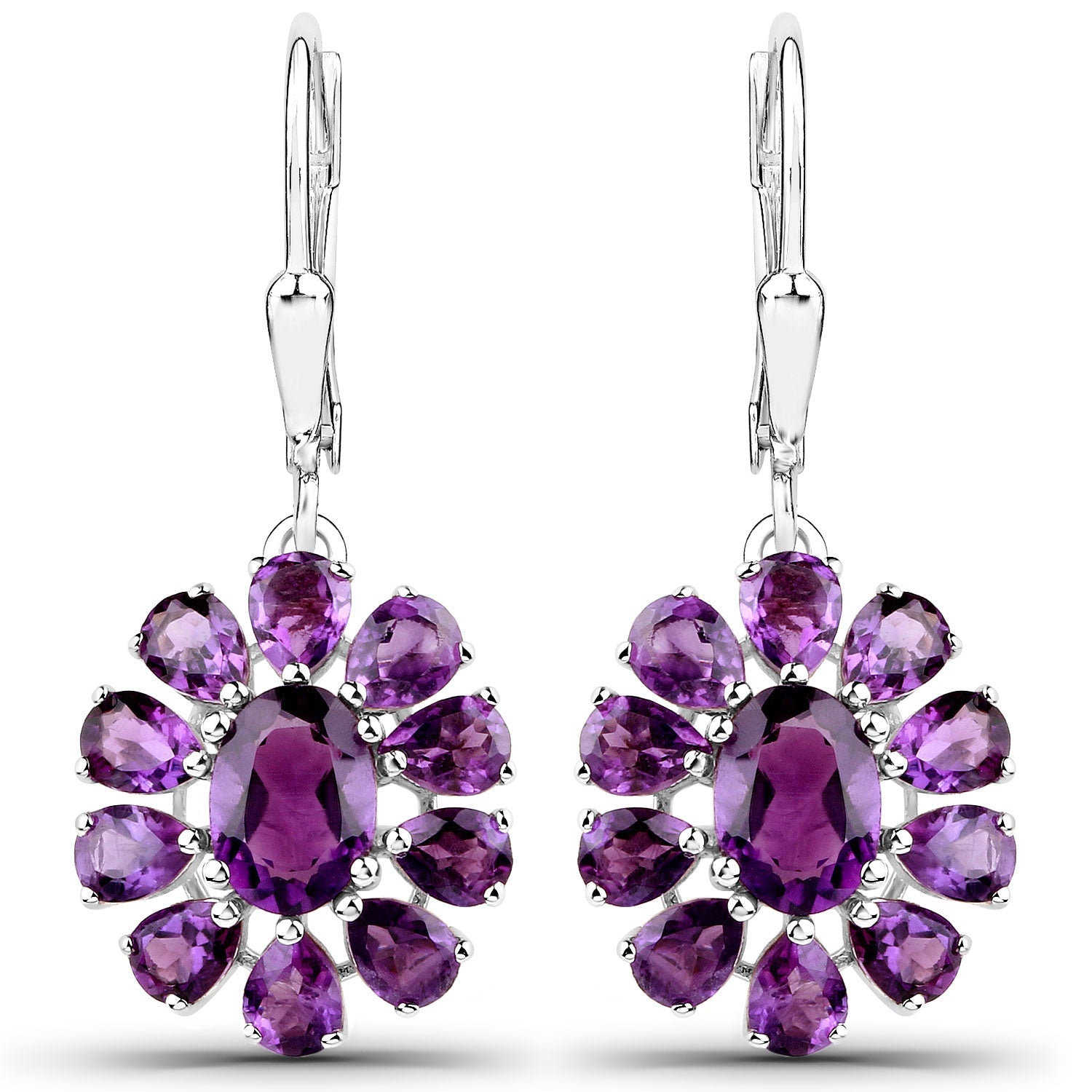 11.60 Carat Genuine Amethyst and White Topaz .925 Sterling Silver 3 Piece Jewelry Set (Ring, Earrings, and Pendant w/ Chain) Bids.com