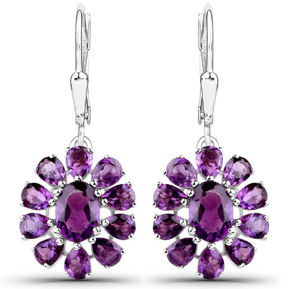 11.60 Carat Genuine Amethyst and White Topaz .925 Sterling Silver 3 Piece Jewelry Set (Ring, Earrings, and Pendant w/ Chain) Bids.com