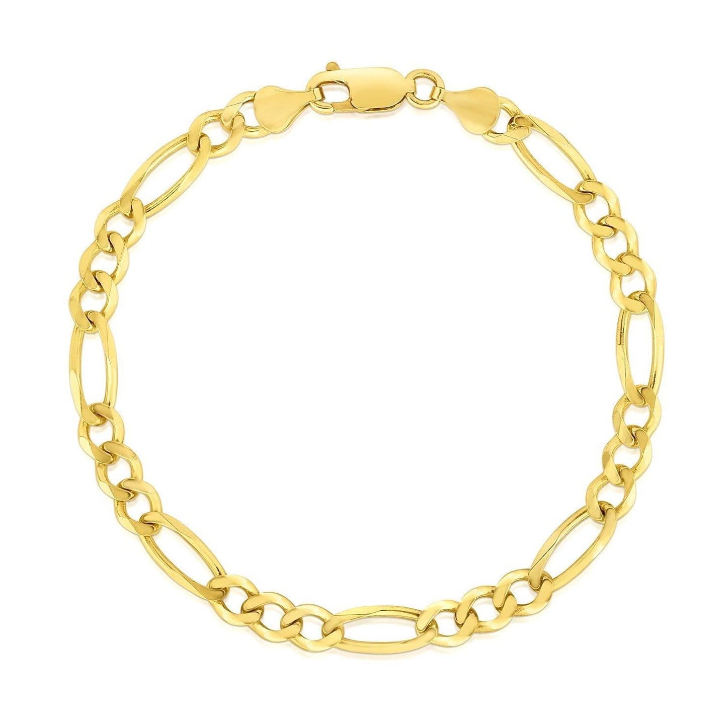 10k Yellow Gold Solid Figaro Bracelet (4.50 mm) Bids.com