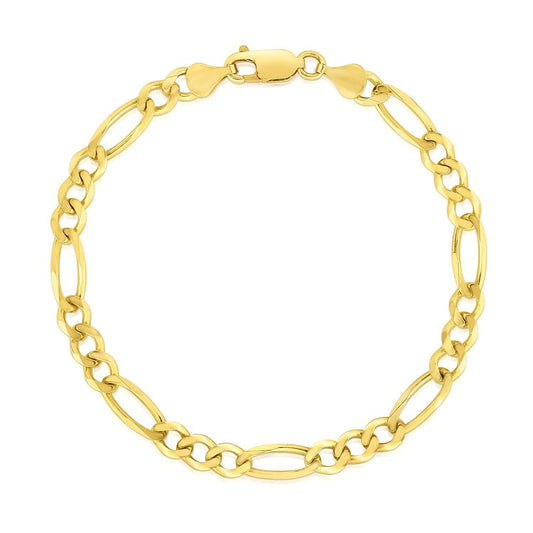 10k Yellow Gold Solid Figaro Bracelet (4.50 mm) Bids.com