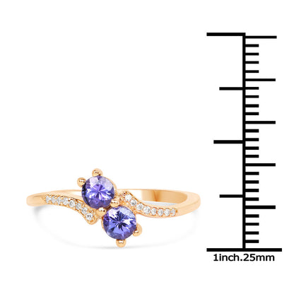 0.51 Carat Genuine Tanzanite and White Diamond 14K Yellow Gold Ring Bids.com