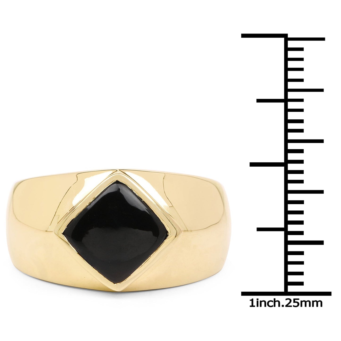 14K Yellow Gold Plated 2.00 Carat Genuine Black Onyx .925 Sterling Silver Ring Bids.com