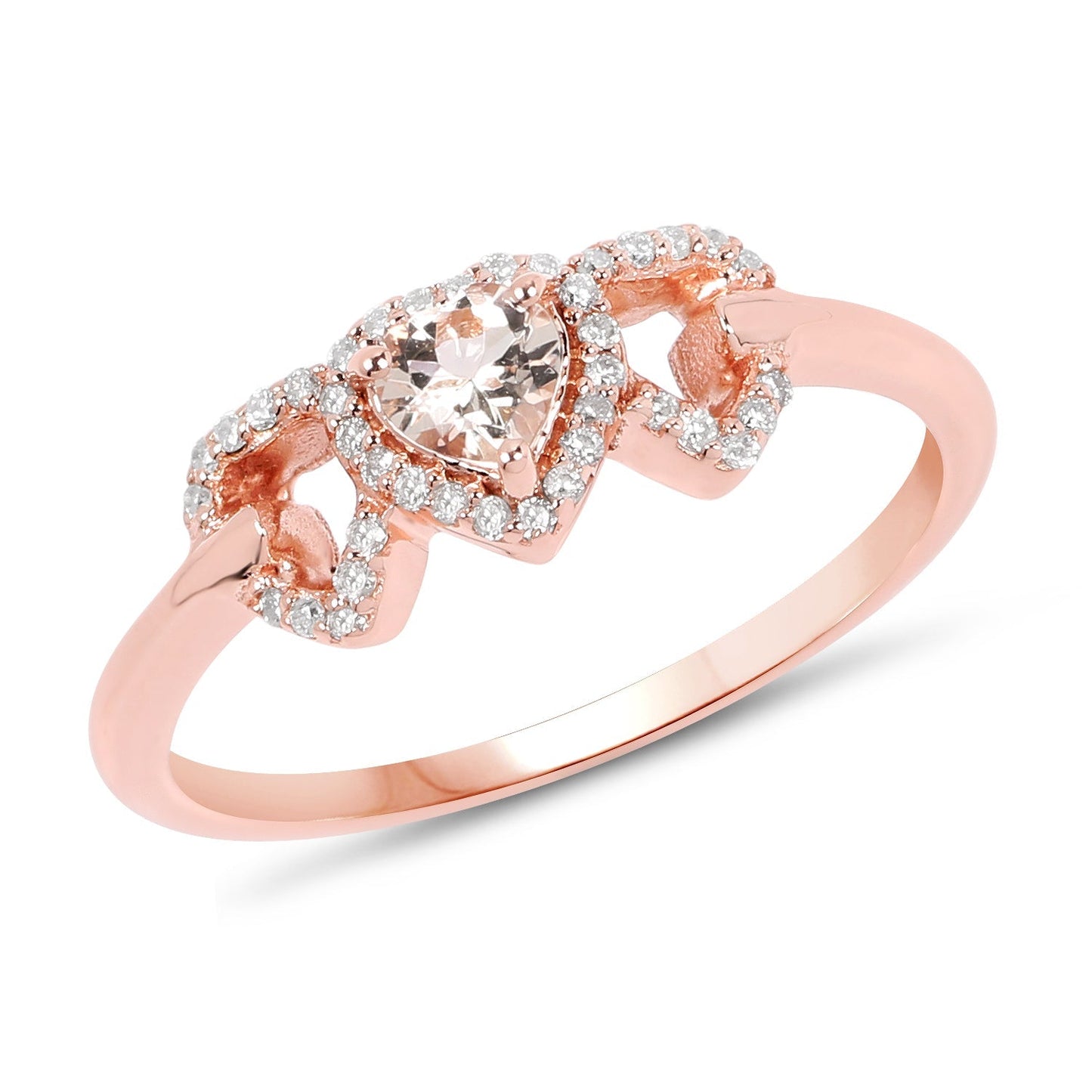 0.37 Carat Genuine Morganite and White Diamond 14K Rose Gold Ring Bids.com