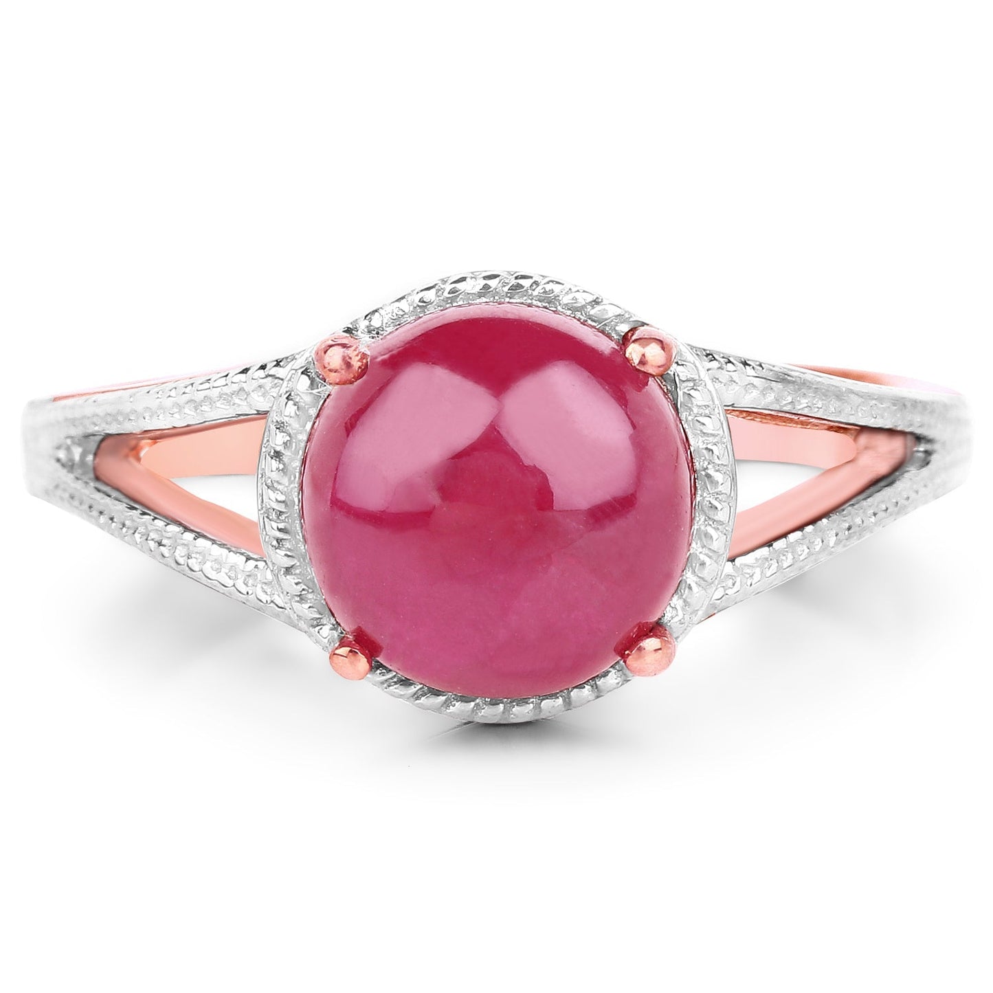14K Rose Gold Plated 5.05 Carat Glass Filled Ruby .925 Sterling Silver Ring Bids.com