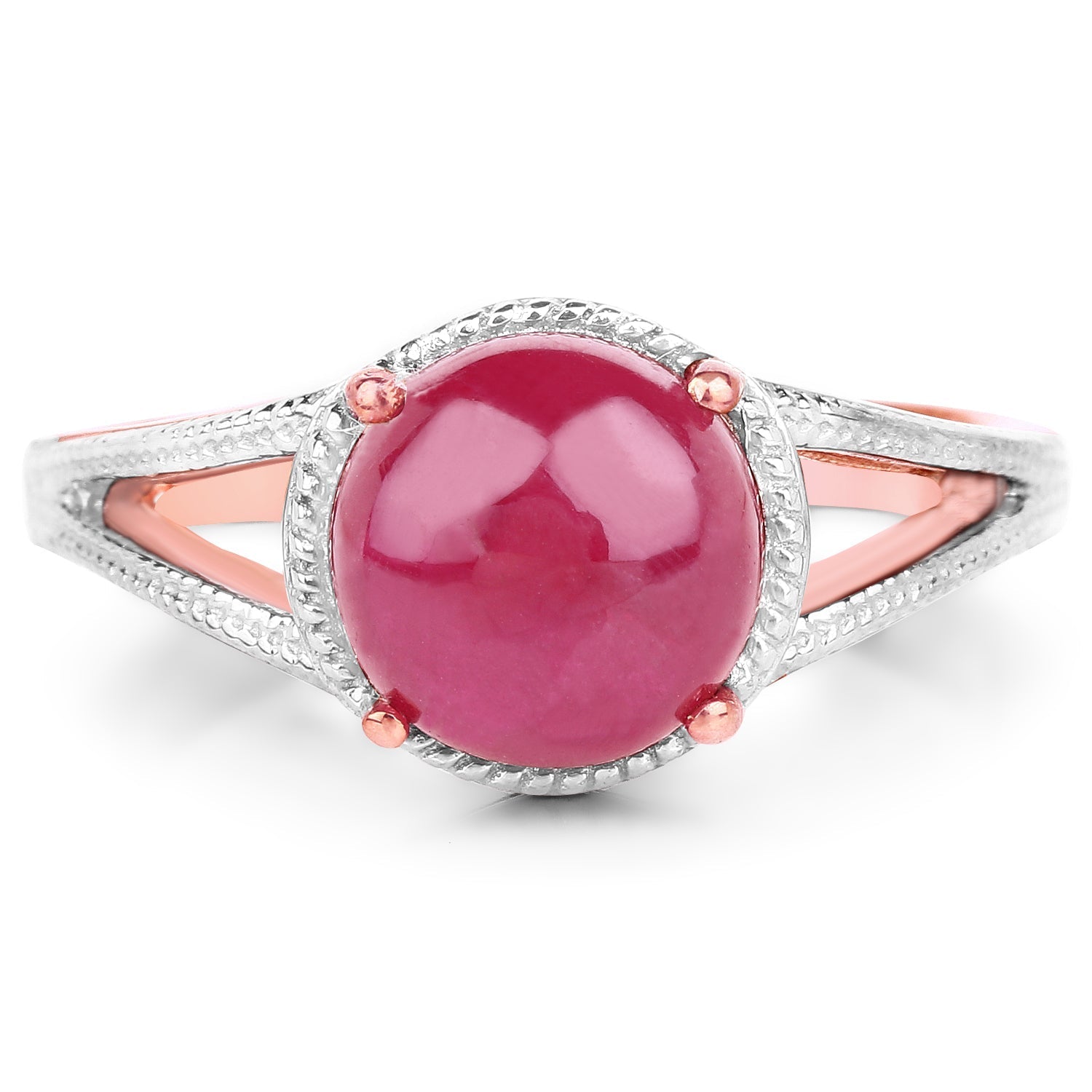 14K Rose Gold Plated 5.05 Carat Glass Filled Ruby .925 Sterling Silver Ring Bids.com