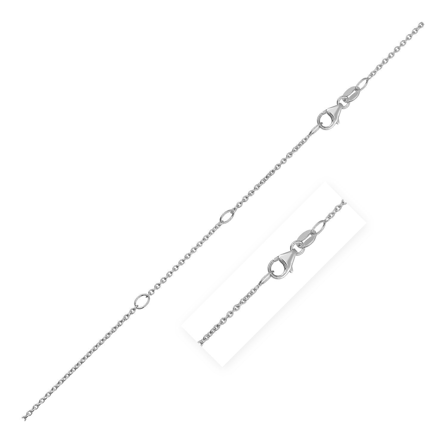 Double Extendable Cable Chain in 14k White Gold (1.2mm) Bids.com