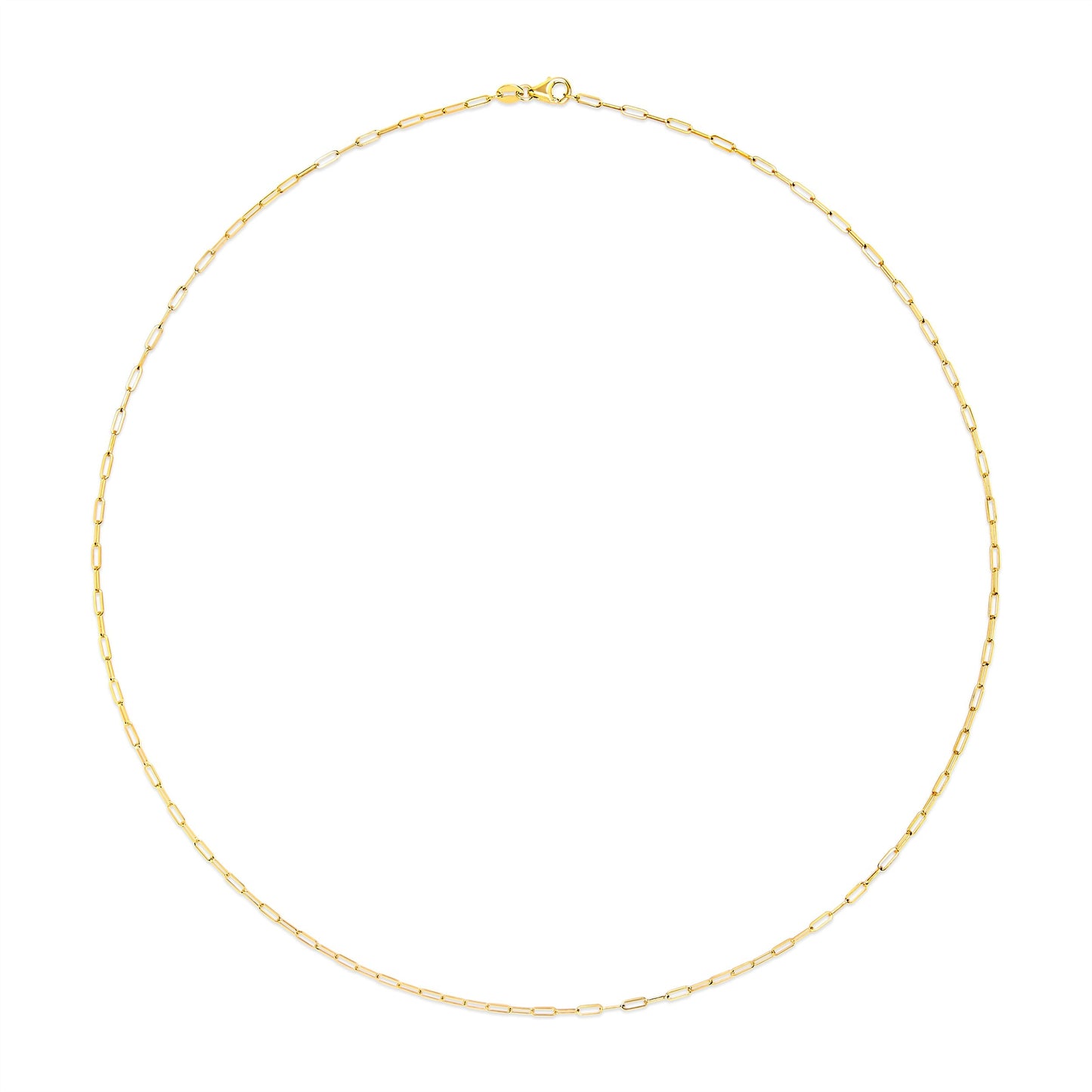 Unisex Solid 14K Yellow Gold 1.5mm Paperclip Chain Necklace - 18 Inches Bids.com