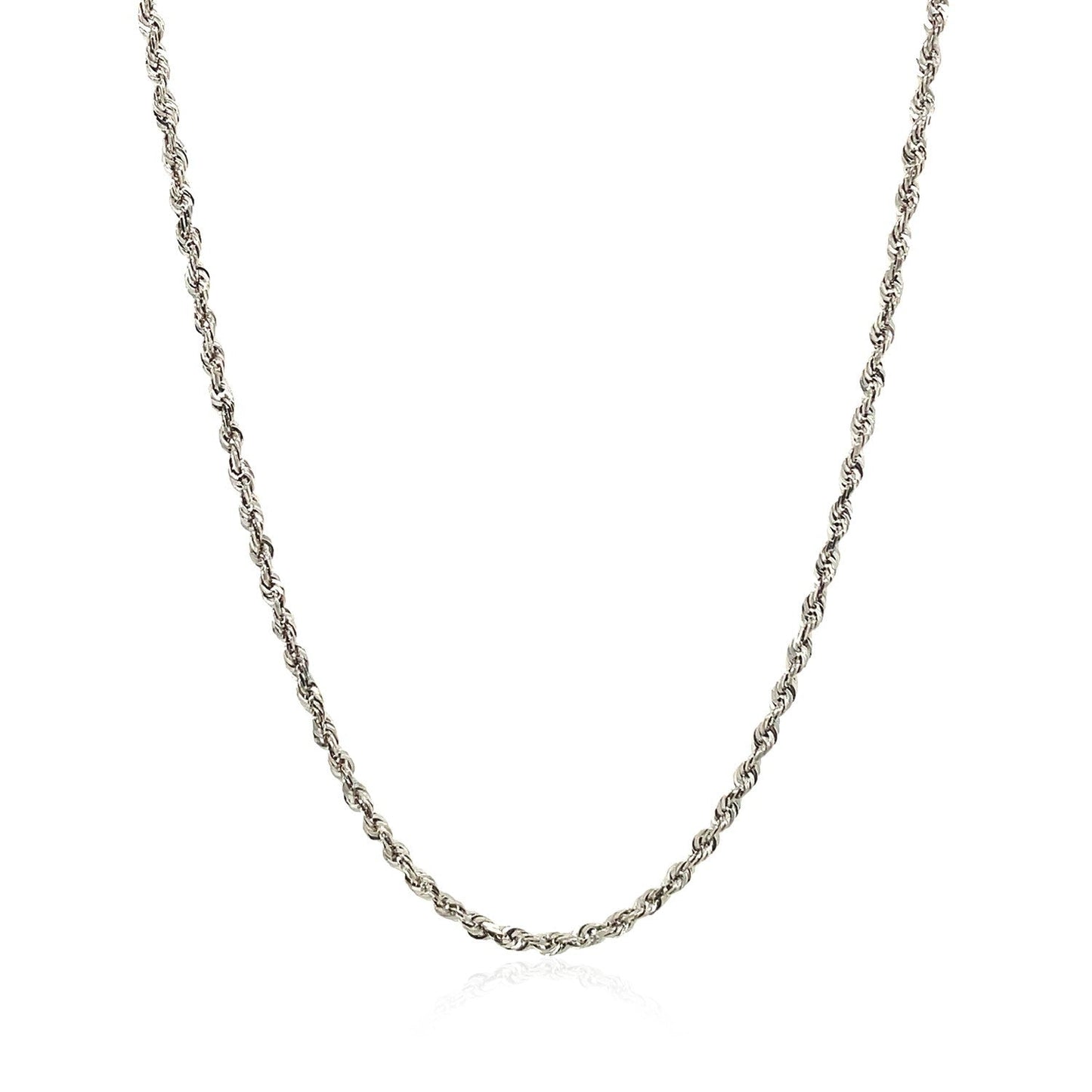 2.0mm 14k White Gold Solid Diamond Cut Rope Chain Bids.com
