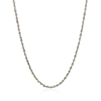 2.0mm 14k White Gold Solid Diamond Cut Rope Chain Bids.com