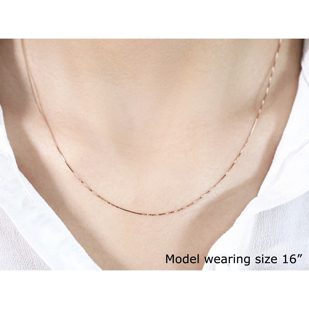 14k Rose Gold Classic Box Chain 0.6mm Bids.com
