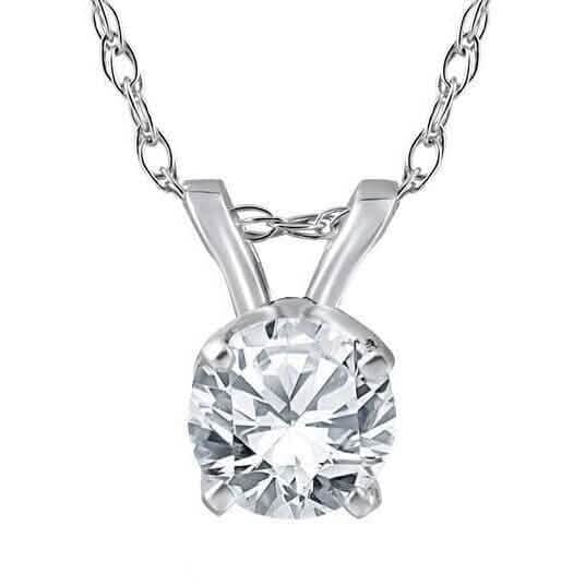 3/4Ct Round Cut Diamond Solitaire Pendant 14K White Gold DailySale