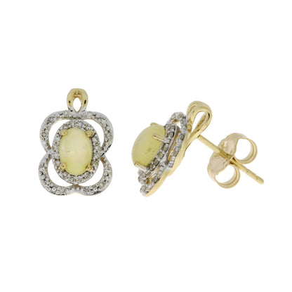 Genuine .17ct Opal Diamond Earrings 14KT Yellow Gold Bids.com