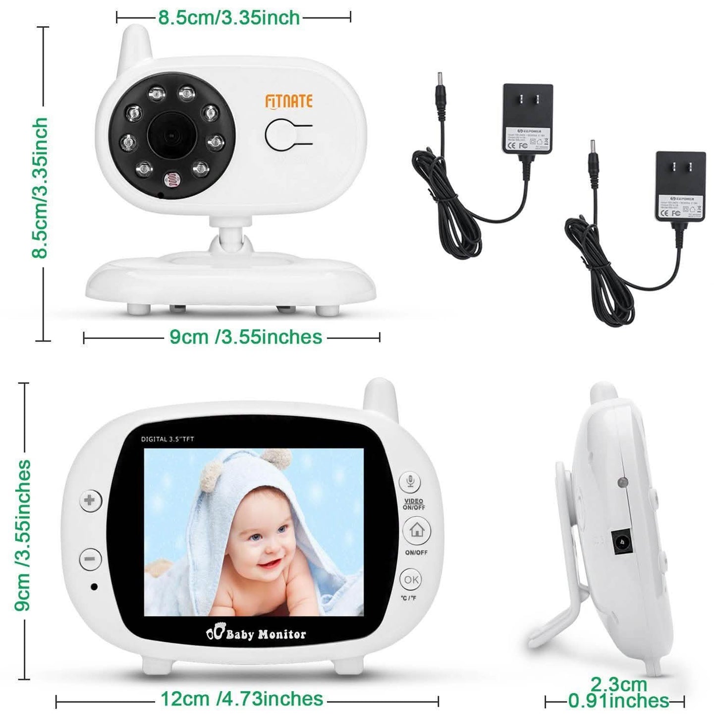 3.5" Audio Video Baby Monitor Wireless Digital Camera Night Vision Safety Viewer DailySale