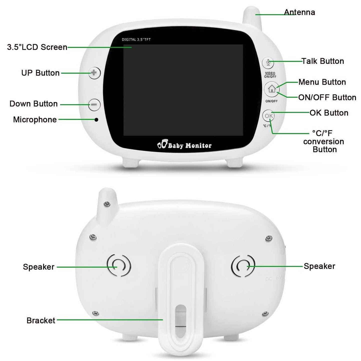 3.5" Audio Video Baby Monitor Wireless Digital Camera Night Vision Safety Viewer DailySale