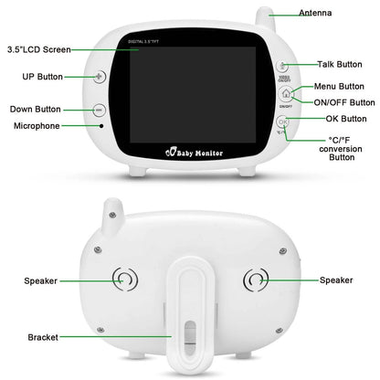 3.5" Audio Video Baby Monitor Wireless Digital Camera Night Vision Safety Viewer DailySale