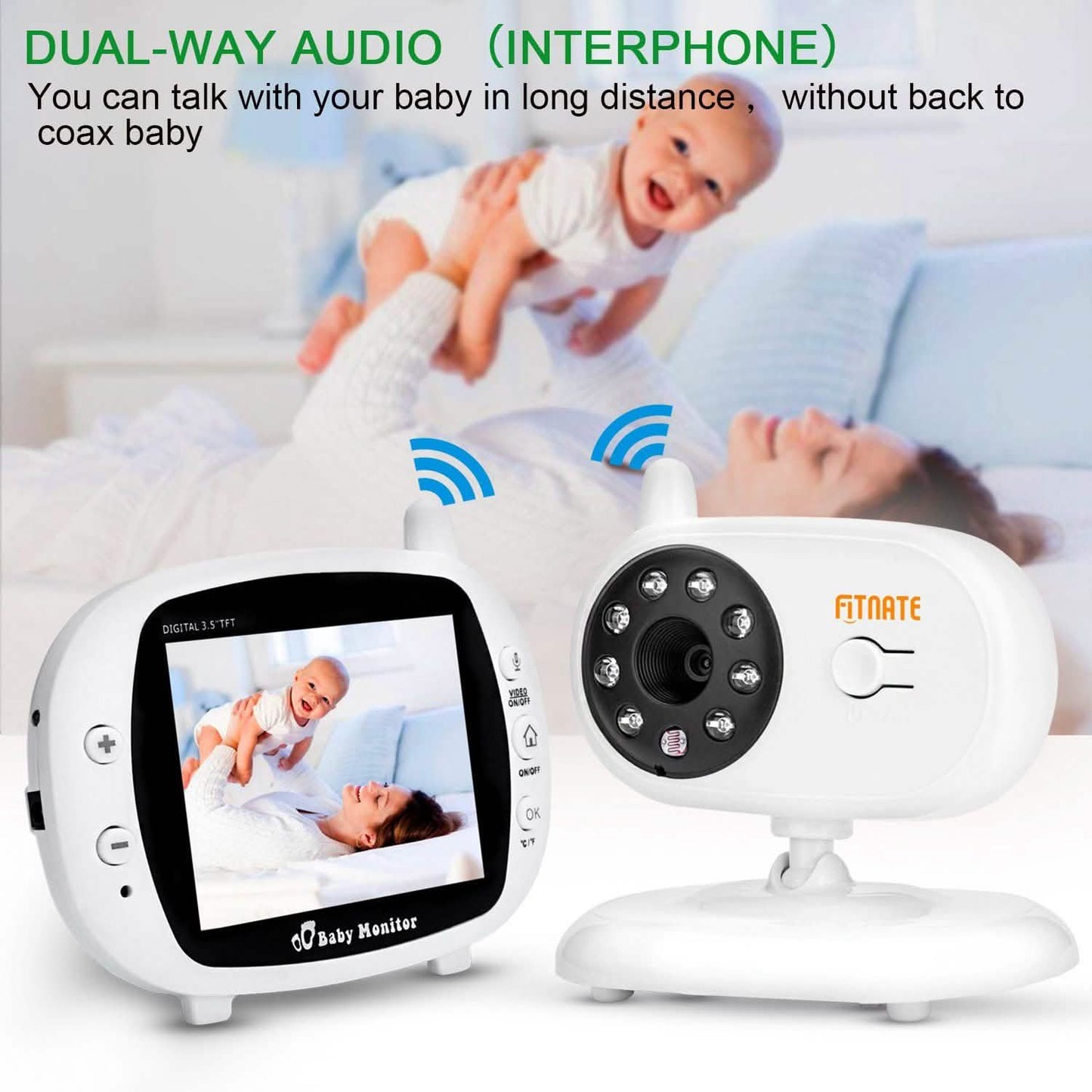 3.5" Audio Video Baby Monitor Wireless Digital Camera Night Vision Safety Viewer DailySale