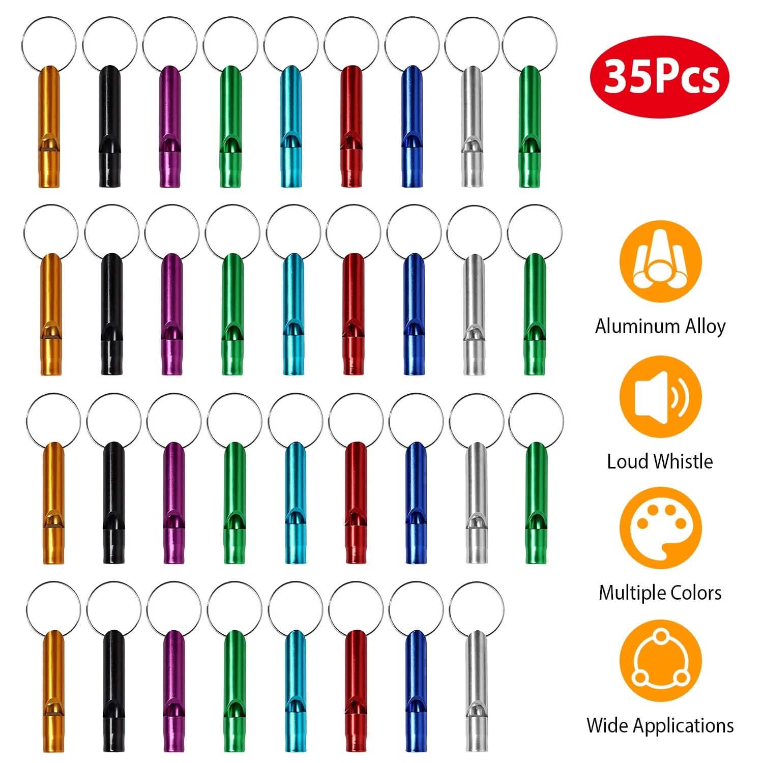 35-Pieces: Emergency Whistle Extra Loud with Key Chain Ring DailySale