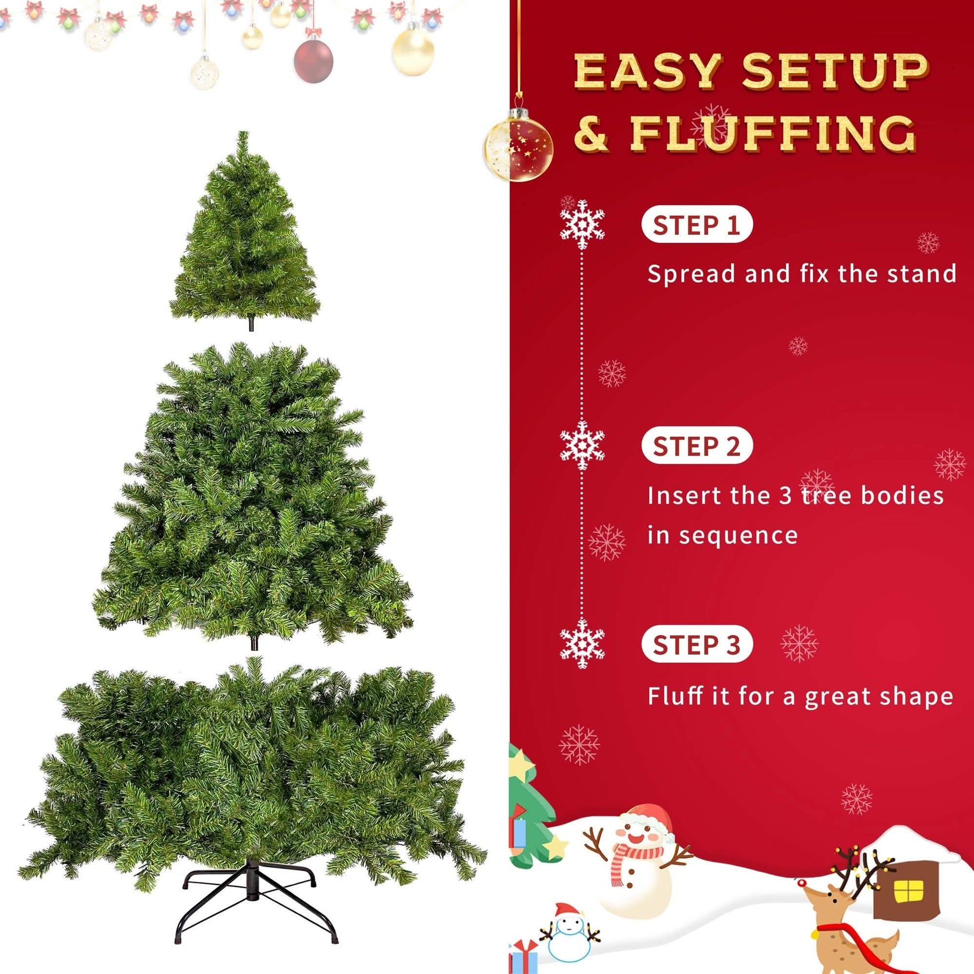 350 LED Solid Color Printed Green Hinged Fraser Fir Artificial Christmas Tree DailySale
