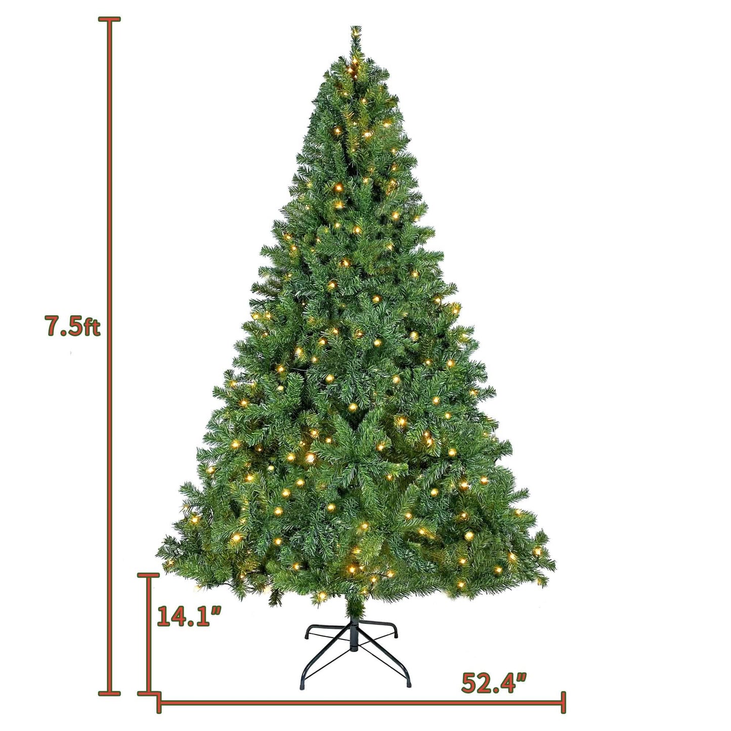 350 LED Solid Color Printed Green Hinged Fraser Fir Artificial Christmas Tree DailySale