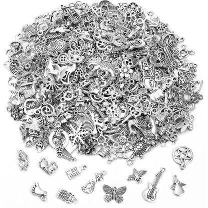 50-Pieces: Silver Charms for Jewelry Making Wholesale Bulk Tibetan Silver Charm Pendants for DIY Necklace Bracelet Earring Craft Supplies DailySale