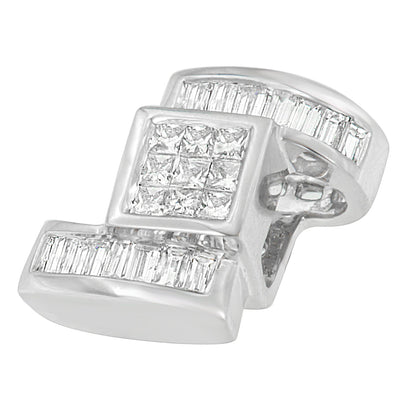 14K White Gold 1 2/5 cttw Princess and Baguette Cut Diamond Zig Zag Pendant Necklace (H-I, SI1-SI2) Bids.com