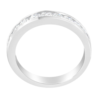 IGI Certified 1.0 Cttw Diamond 18K White Gold Channel-Set Half-Eternity Band Wedding Ring (E-F Color, I1-I2 Clarity) - Size 5-1/2 Bids.com