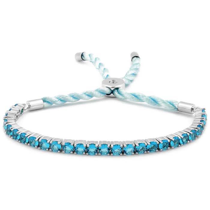 3.55 CTTW Created Aquamarine Cord Adjustable Bracelet DailySale
