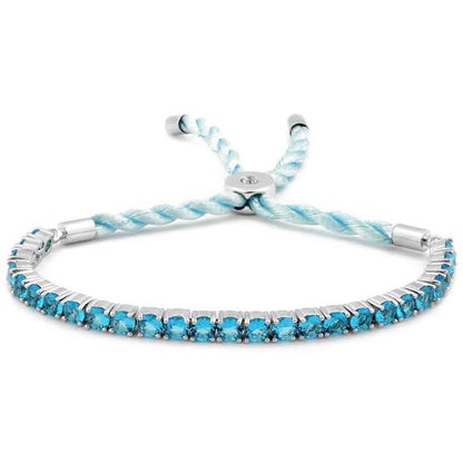 3.55 CTTW Created Aquamarine Cord Adjustable Bracelet DailySale