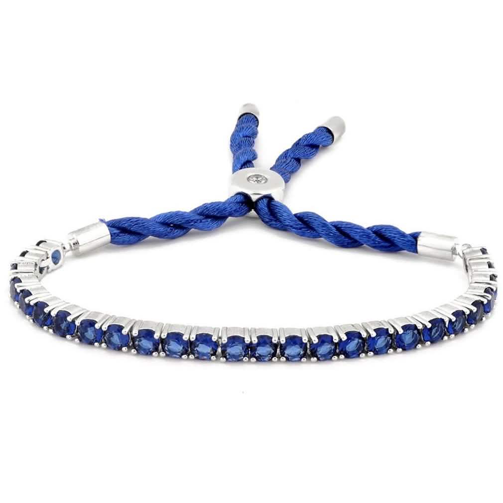 3.55 CTW Created Blue Sapphire Cord Adjustable Bracelet DailySale