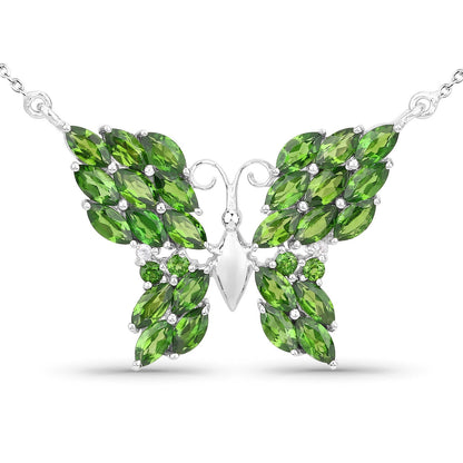4.88 Carat Genuine Chrome Diopside and White Topaz .925 Sterling Silver Pendant Bids.com