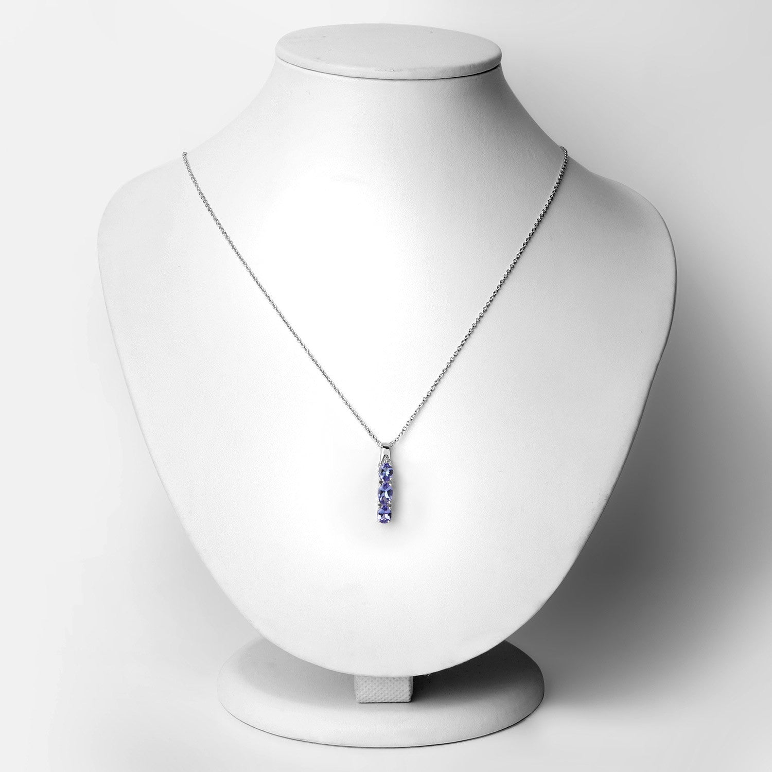 1.11 Carat Genuine Tanzanite and White Diamond .925 Sterling Silver Pendant Bids.com