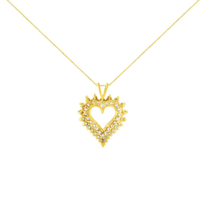 14K Yellow Gold Plated .925 Sterling Silver Brilliant-Cut Diamond Open Heart 18" Pendant Necklace (K-L Color, I1-I2 Clarity) Bids.com